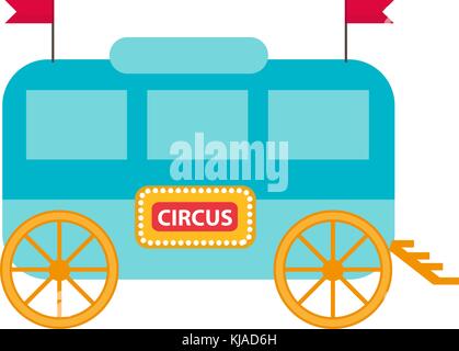 Circus trailer, wagon icon flat style , isolated on white background. Vector illustration. Stock Vector
