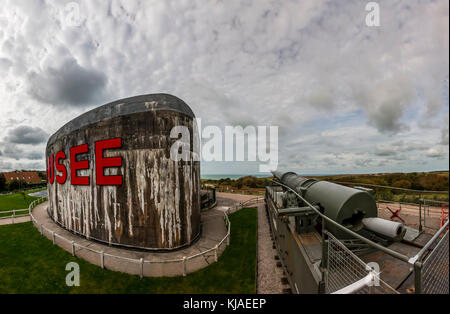 The Todt Battery, wartime German bunker on the Dunkirk coast, France. Stock Photo