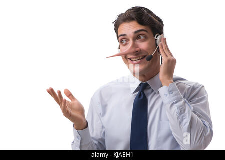 Businessman on the phone lying to his opponent Stock Photo