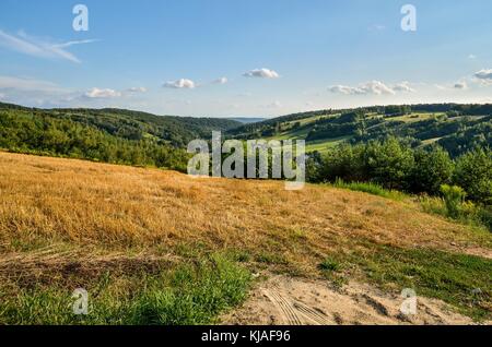 Rural summer landscape. A village in a beautiful Jurassic valley in Poland. Stock Photo