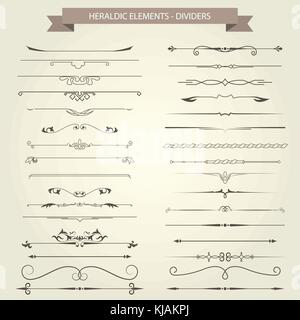 Vintage book vignettes, dividers and separators - elegant delimiters Stock Vector