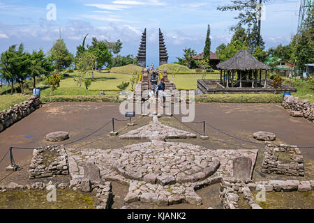 Candi Ceto Temple, fifteenth-century Javanese-Hindu temple on the western slope of Mount Lawu / Gunung Lawu near Solo / Surakarta, Java, Indonesia Stock Photo