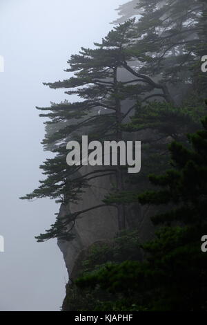 Cloud covered rugged peaks of Huangshan mountains in China Stock Photo