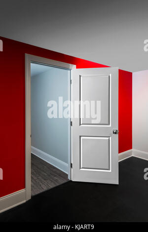 Open White Door In Abstract Room Stock Photo