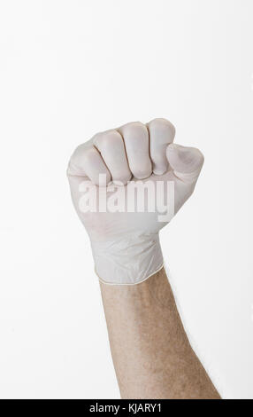 Gloved Glove Hand Making Clenched Fist Stock Photo
