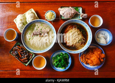 Famous noodles in Suzhou, Jiangsu Province, China, have many flavors. Stock Photo