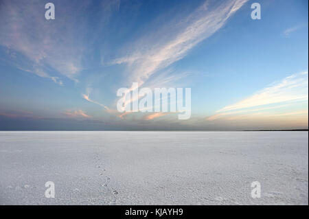 Wide angle images of white desert - white rann at Kutch, Gujarat, India in  morning with different shapes of clouds in open blue sky Stock Photo - Alamy