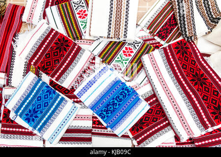Romanian traditional embroidery. Ethnic texture design. Rustic towels, design tablecloths. Stock Photo