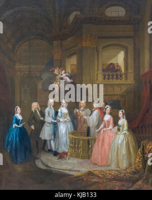 The Wedding of Stephen Beckingham and Mary Cox, William Hogarth, 1729, Metropolitan Museum of Art, Manhattan, New York City, USA, North America Stock Photo