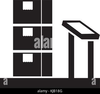 cardboard boxes on storage scales logistic icon Stock Vector