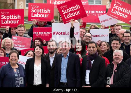 Richard Leonard celebrated with party activists and MSPs after winning Scottish Labour Party Leadership contest, Stock Photo