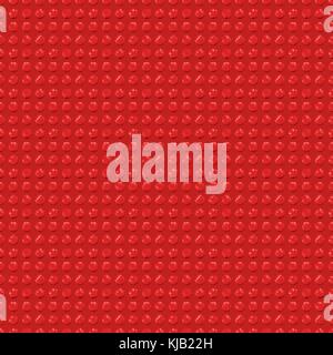 Red plastic construction plate - vector semless background. Toy blocks. Stock Vector