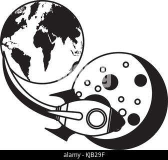 rocket space with planet earth Stock Vector
