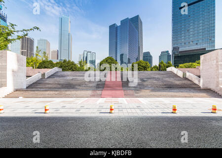 Empty floor with modern business office building Stock Photo