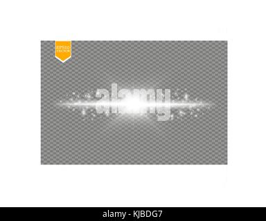 Shining line with light effects. Isolated on black transparent background. Vector illustration, Stock Vector