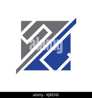 initials SC illustration, bold SC symbol, SC letters within a square, symbol design, isolated on white background. Stock Vector