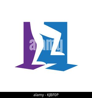 legs walking on squares, legs walking symbol, icon design, isolated on white background. Stock Vector