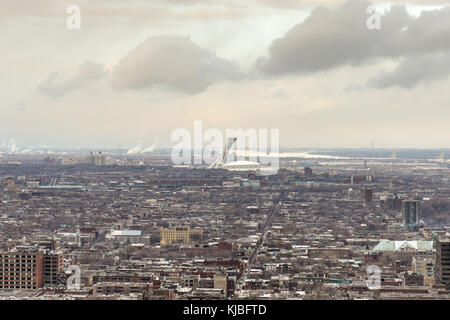 Aerial view of the East Montreal Suburbs, Quebec, Canada. Stock Photo