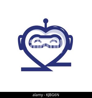 robot as heart, heart chatbot, robot as heart illustration, robot illustration, illustration design, icon design, isolated on white background. Stock Vector