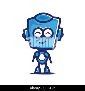 cute robot character, cute robot symbol, full body robot illustration, symbol design, isolated on white background. Stock Vector