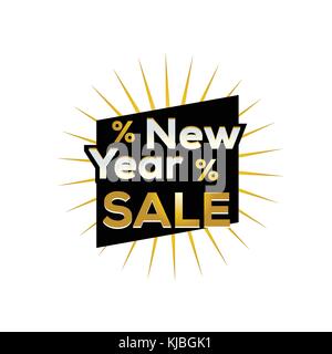 new year sale sign, gold new year sale, bold new year sale, sign design, isolated on white background. Stock Vector