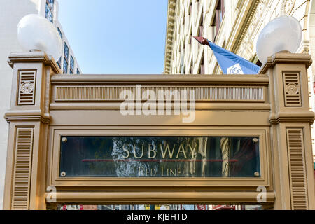 Chicago Transit Authority (CTA) Subway entrance for the Red Line. Stock Photo