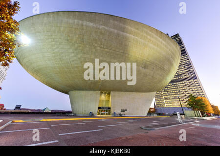 Albany, New York - November 3, 2015: The Egg, a performing arts venue in Albany, New York at sunset. It was designed by Harrison & Abramovitz as part  Stock Photo