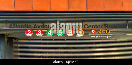 Brooklyn, New York - October 22, 2015: Subway station entrance for the Barclays Center in New York City at Atlantic Avenue. Stock Photo