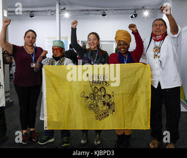 Bonn, Germany, November 14, 2017: Indigenous people visited Bonn to advocate climate sustainability at the COP23 Fiji conference. Stock Photo