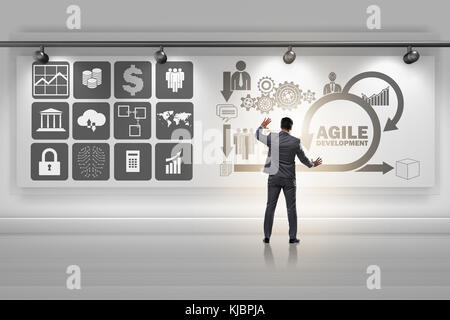 Businessman in agile software development concept Stock Photo