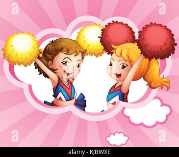 Illustration of the two smiling cheerdancers Stock Vector