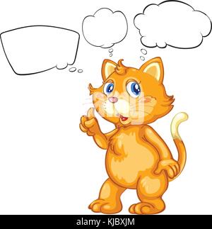 Illustration of a cat with empty callouts on a white background Stock Vector