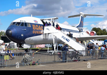 Vickers VC10, BOAC Cunard, Duxford, UK. Vickers Super VC10 Type 1151 flew with British Overseas Airways Corporation between 1965 and 1972. Stock Photo
