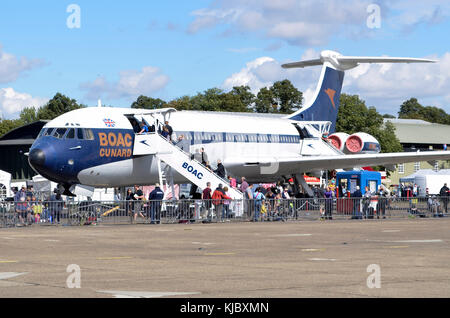 Vickers VC10, BOAC Cunard, Duxford, UK. Vickers Super VC10 Type 1151 flew with British Overseas Airways Corporation between 1965 and 1972. Stock Photo