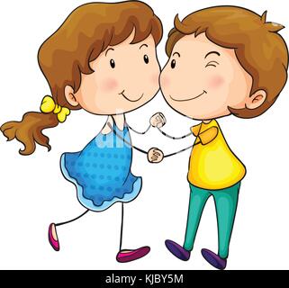 Illustration of a couple holding hands on a white background Stock Vector