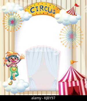 Illustration of a clown in the circus on a white background Stock Vector