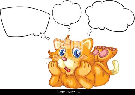 Illustration of a cat with the empty callouts on a white background Stock Vector