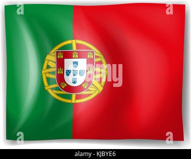 Illustration of the flag of Portugal on a white background Stock Vector