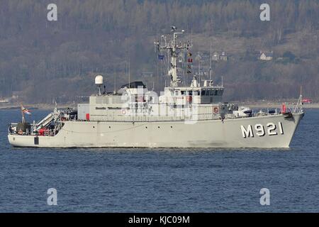 M921 BNS LOBELIA, a Tripartite Class Minehunter of the Belgian Navy. Stock Photo