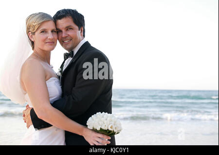 Married Couple on Beach, Noosa Beach, Australia Stock Photo