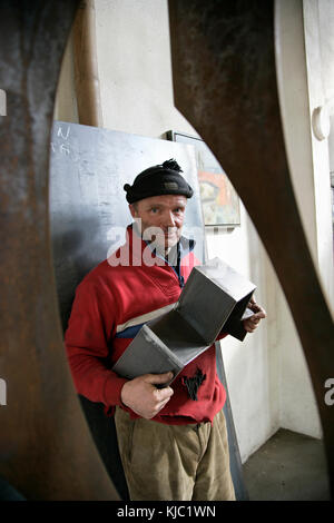 Portrait of Artist in Gallery Stock Photo