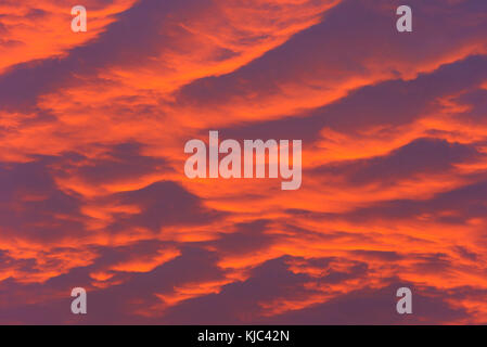 Cloudy Sky at Sunset, Odenwald, Hesse, Germany Stock Photo
