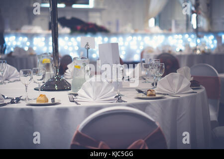wedding reception dinner table Stock Photo