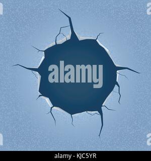 Ice hole with cracks Stock Vector