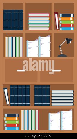 Wooden bookcase with elements Stock Vector