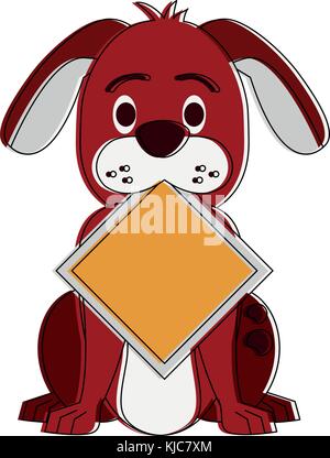 Dog with roadsign cartoon Stock Vector