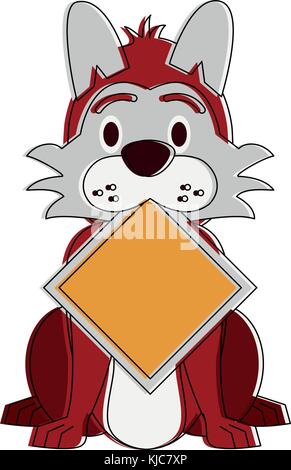 Dog with roadsign cartoon Stock Vector