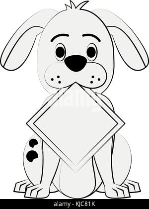 Dog with roadsign cartoon Stock Vector