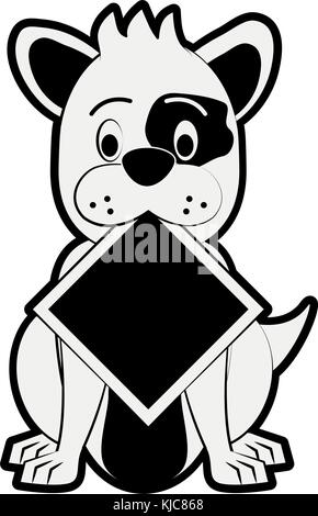 Dog with roadsign cartoon Stock Vector