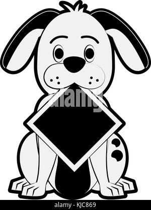 Dog with roadsign cartoon Stock Vector